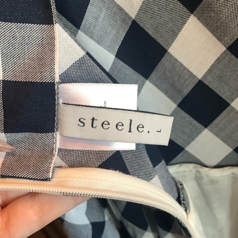 Steele Women’s Maxi Dress Navy & White Plaid Size: L - Picture 3 of 6